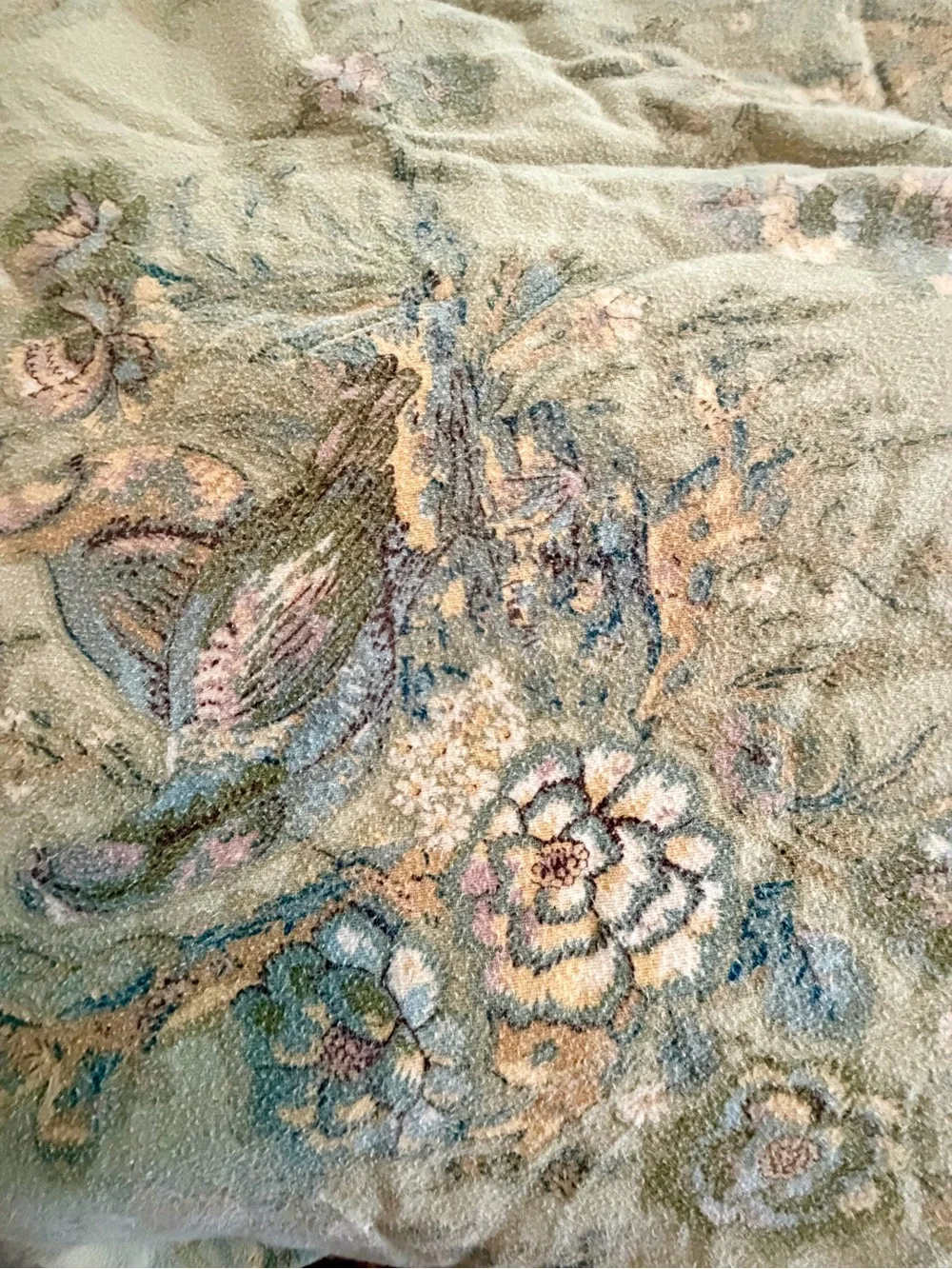 Pottery Barn Sage Green Floral Jacquard Throw Panel